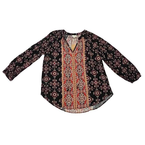 Mason & Belle SMALL Black Axelle Tie Front Top - Stitch Fix Boho Bead Detail - Picture 12 of 13